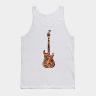 Yellow on Blue Flame Guitar Silhouette Tank Top